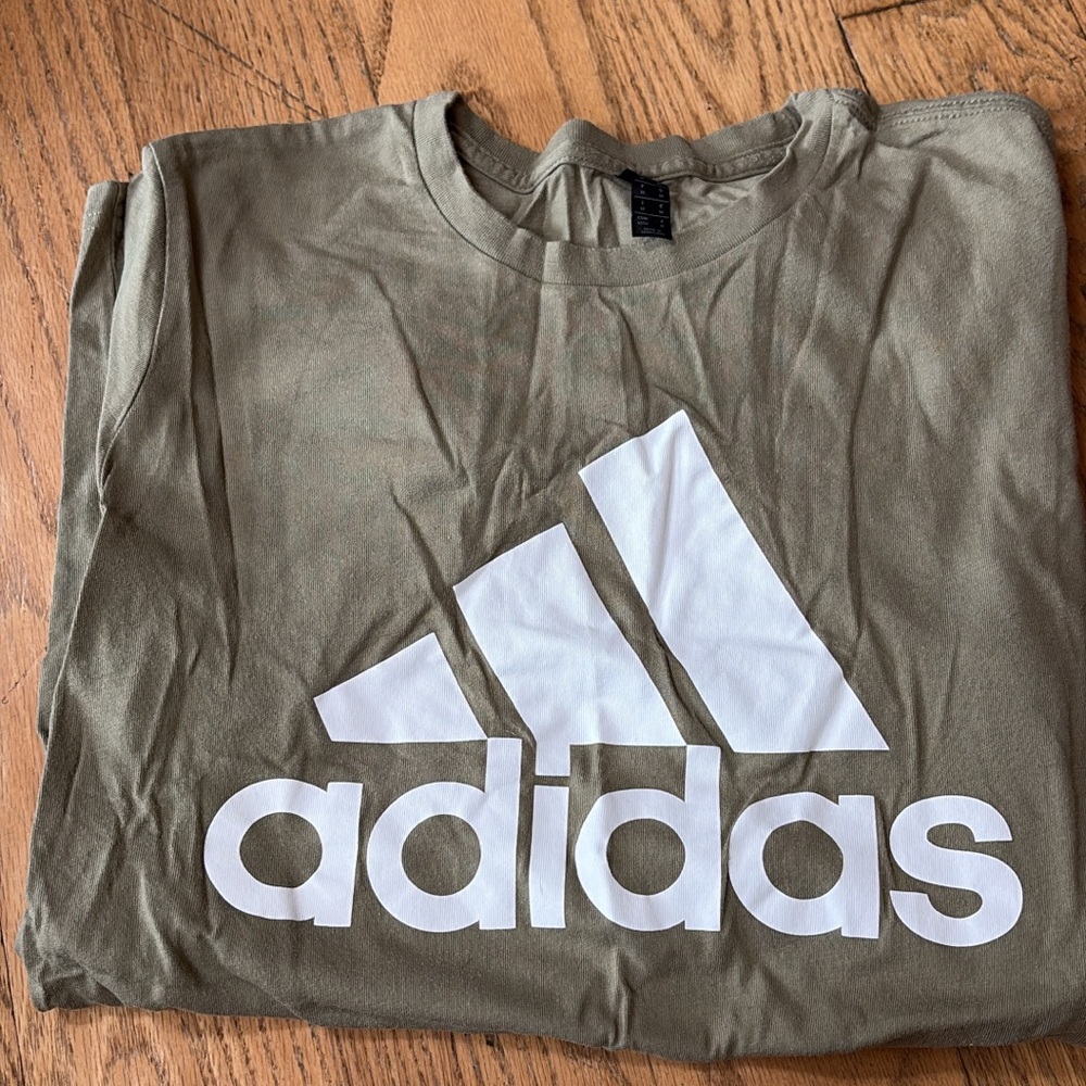 adidas Olive Green Short Sleeve Tee with White Logo